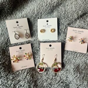 Kate Spade Earring Set of 5 pair with Gold and Multicolor Accents